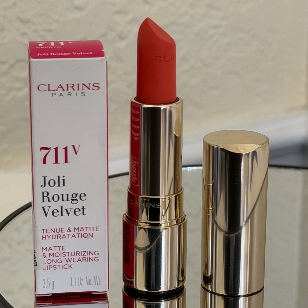 Clarins Joli Rouge Velvet Matte & Moisturizing Long-Wearing Lipstick 711V Papaya